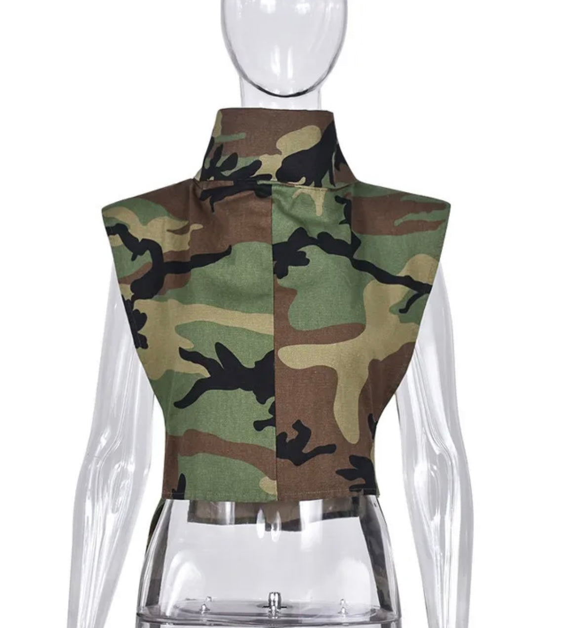 Denim High Collar Vest