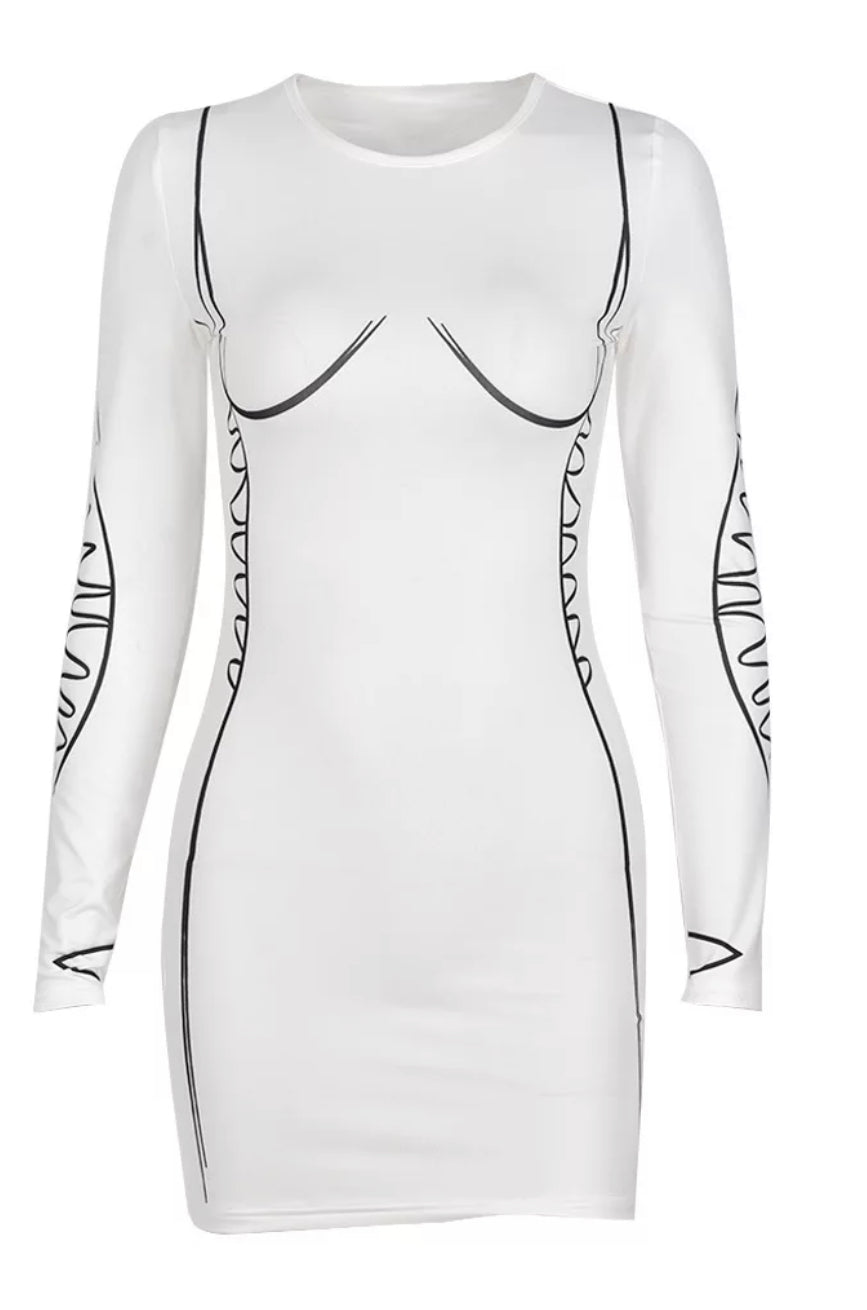 Long Sleeve Mini Body Oddy T-Shirt Dress