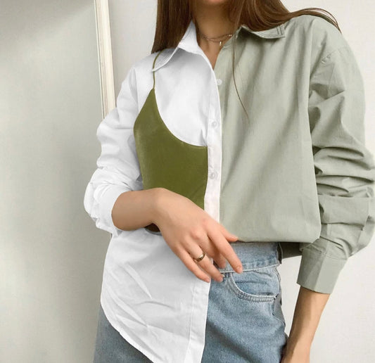 Olive Green Patchwork Shirt